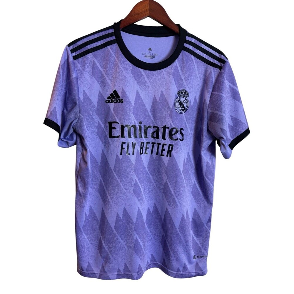Adidas Real Madrid 2022/23 Away Jersey Purple Black Men's Size Large